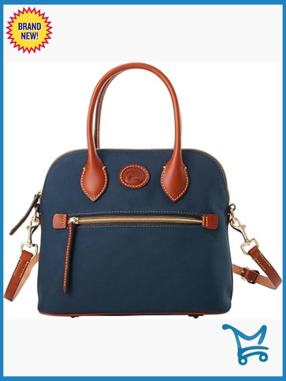 Nylon Satchel with Leather Handles, Removable Crossbody Strap, Multiple Pockets